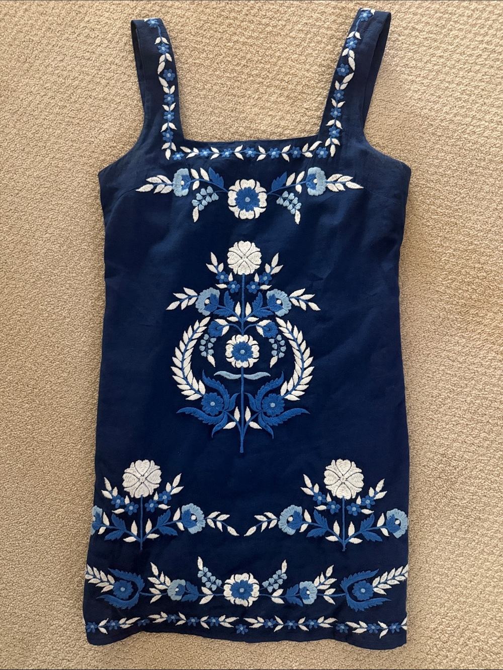 Roller Rabbit Navy Blue Floral Embroidered Dress